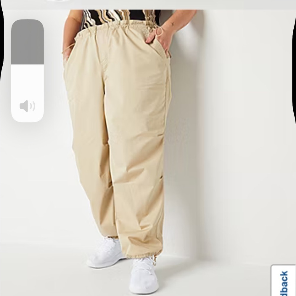 NWT-sports illustrated-1X-tan,100%cotton, elastic waist,loose fit,parachute pant